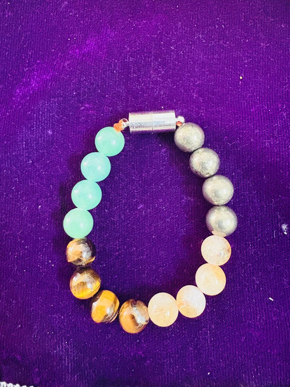 Money Magnet Bracelet - 10mm - Magnet Lock + Pyrite Coin Free